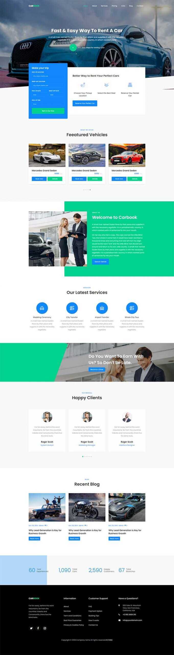 Bootstrap4汽车接送租赁服务网站html模板-客创社 - 专注互联网轻资产创业及网络项目资源整合与分享福鑫网创 -  免费且强大的项目分享网站