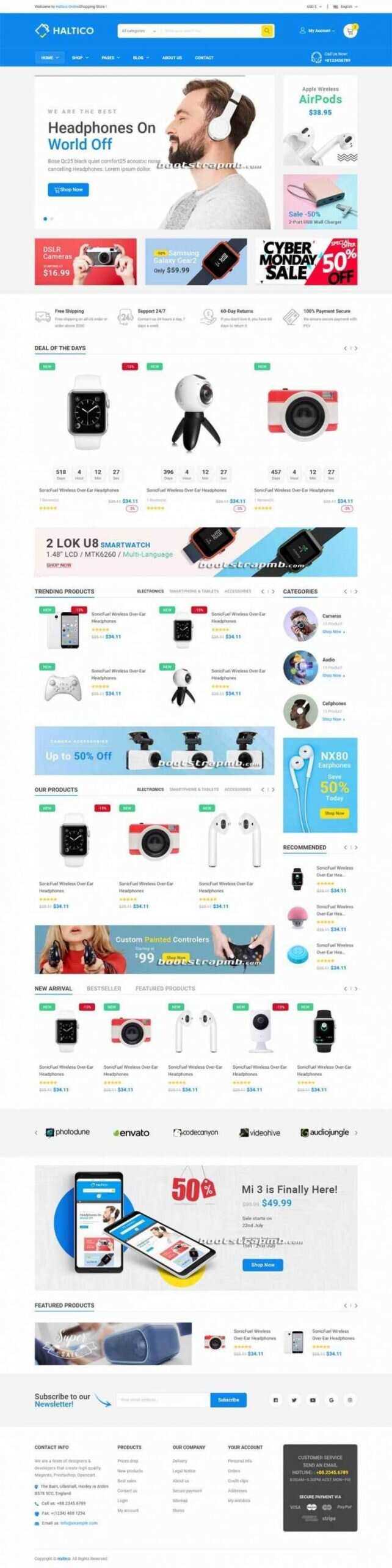 蓝色Bootstrap4大型响应式数码产品设备商城-客创社 - 专注互联网轻资产创业及网络项目资源整合与分享福鑫网创 -  免费且强大的项目分享网站