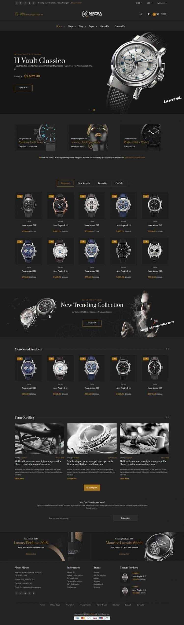 Bootstrap黑色响应式奢侈品手表商城网站-客创社 - 专注互联网轻资产创业及网络项目资源整合与分享福鑫网创 -  免费且强大的项目分享网站