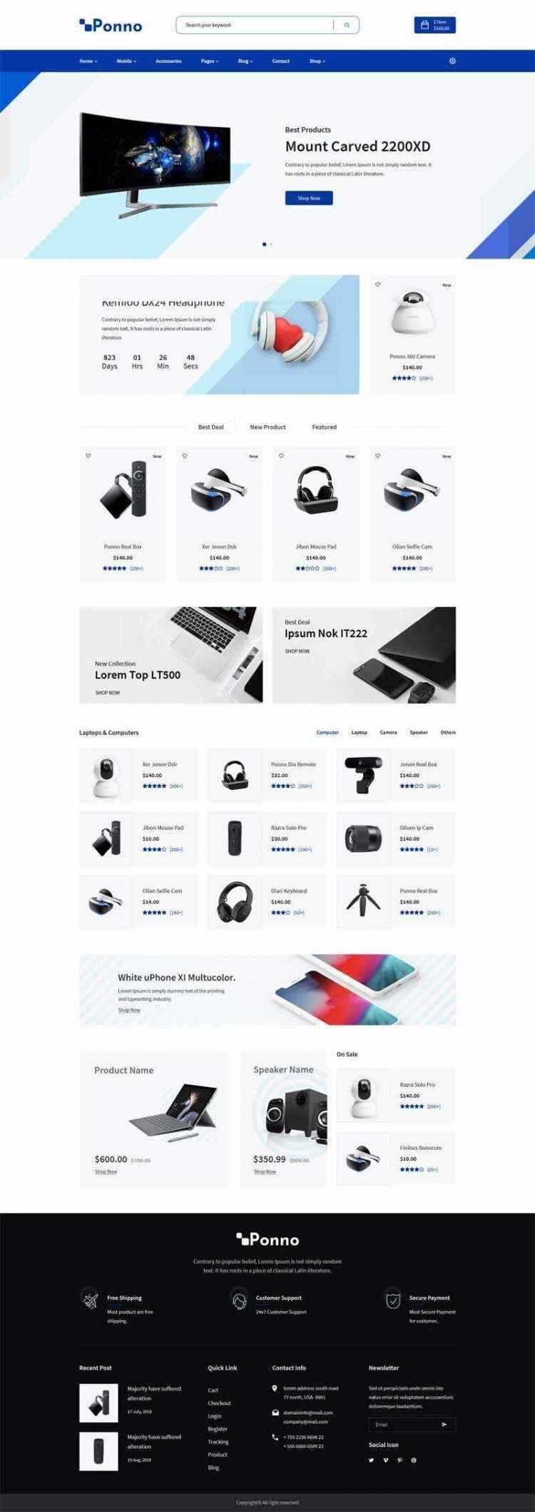 蓝色Bootstrap响应式数码电子产品销售商城-客创社 - 专注互联网轻资产创业及网络项目资源整合与分享福鑫网创 -  免费且强大的项目分享网站