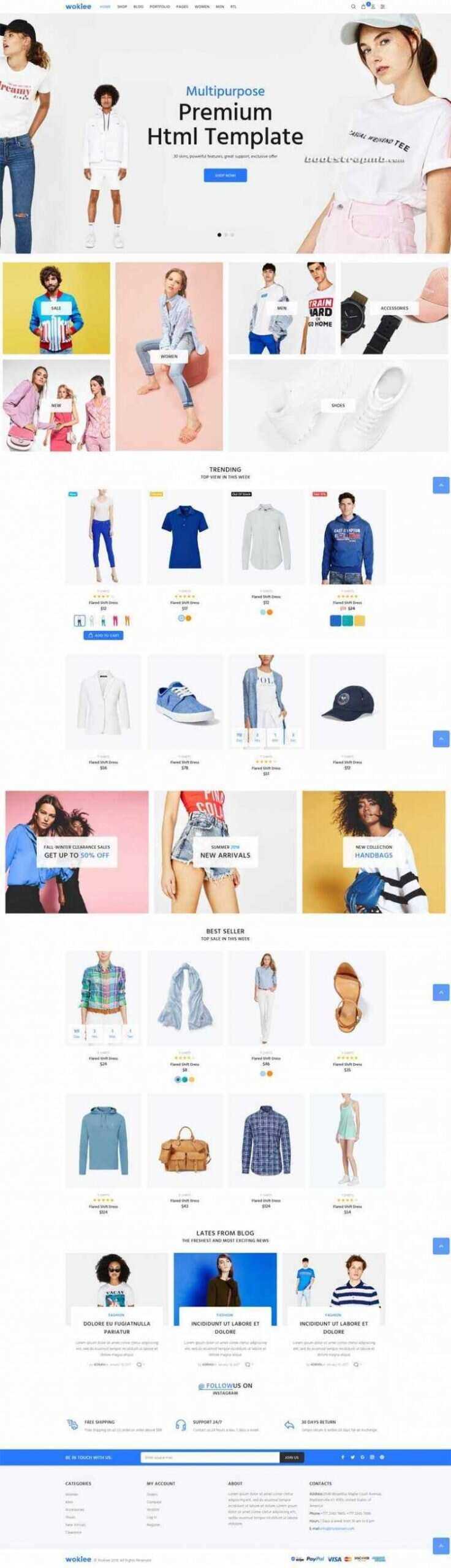 蓝色宽屏Bootstrap响应式服装购物商城-客创社 - 专注互联网轻资产创业及网络项目资源整合与分享福鑫网创 -  免费且强大的项目分享网站