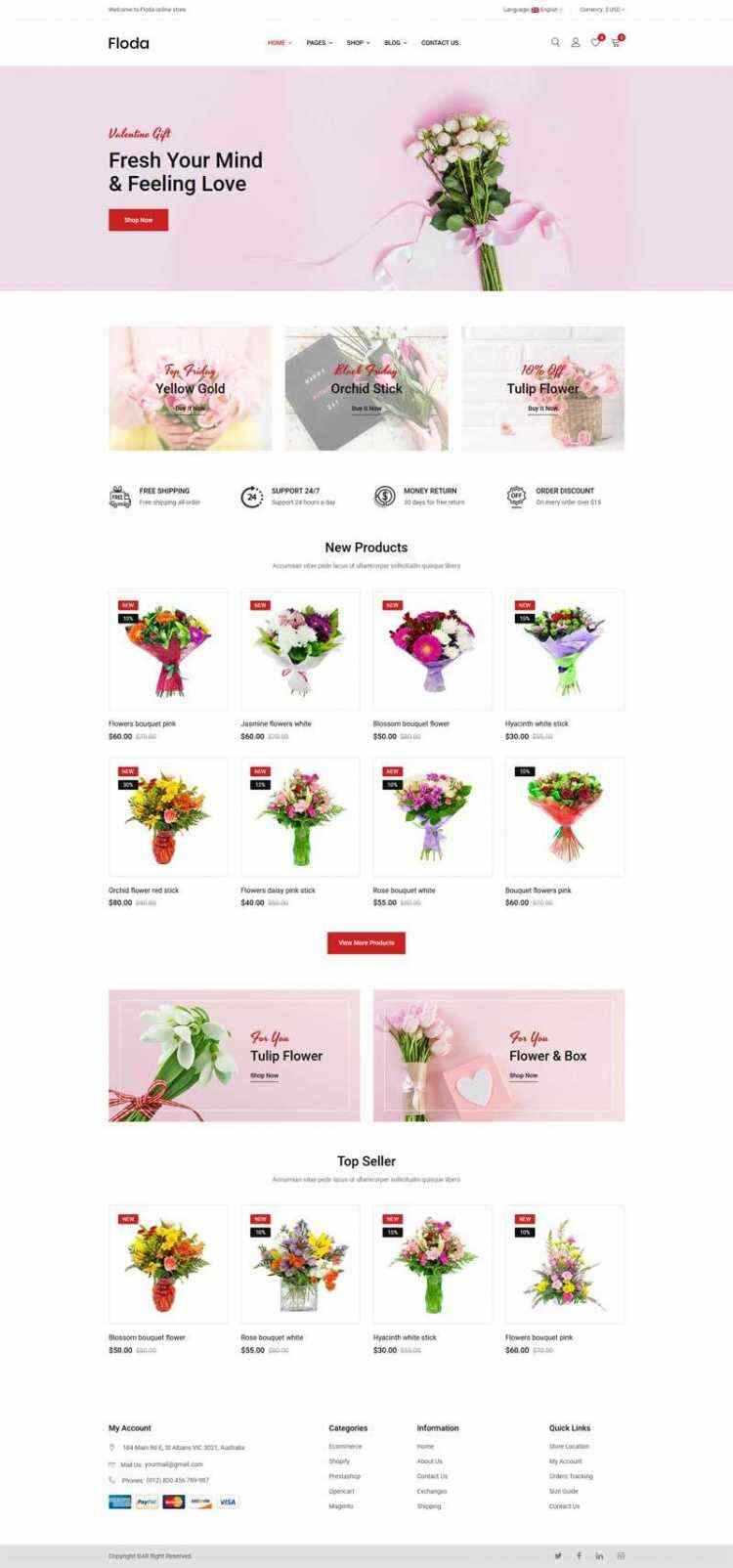 Bootstrap红色精美响应式鲜花花店电商网站-客创社 - 专注互联网轻资产创业及网络项目资源整合与分享福鑫网创 -  免费且强大的项目分享网站
