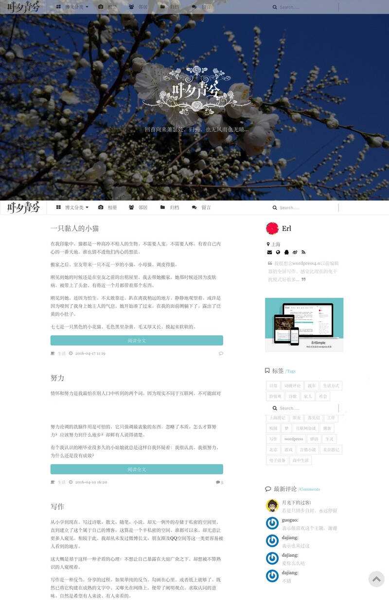 wordpress极简优秀的博客主题–ErlSimpleV1.5主题-客创社 - 专注互联网轻资产创业及网络项目资源整合与分享福鑫网创 -  免费且强大的项目分享网站
