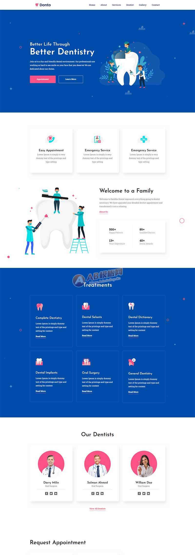 bootstrap蓝色牙科医疗诊所网站html模板-客创社 - 专注互联网轻资产创业及网络项目资源整合与分享福鑫网创 -  免费且强大的项目分享网站