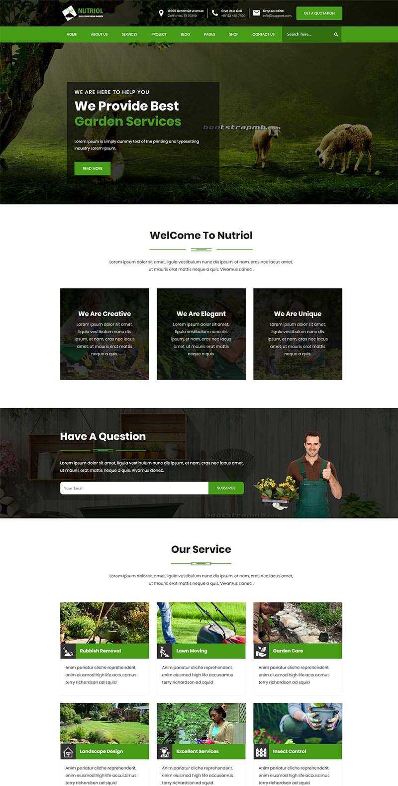 Bootstrap花园设计服务网站html模板-客创社 - 专注互联网轻资产创业及网络项目资源整合与分享福鑫网创 -  免费且强大的项目分享网站