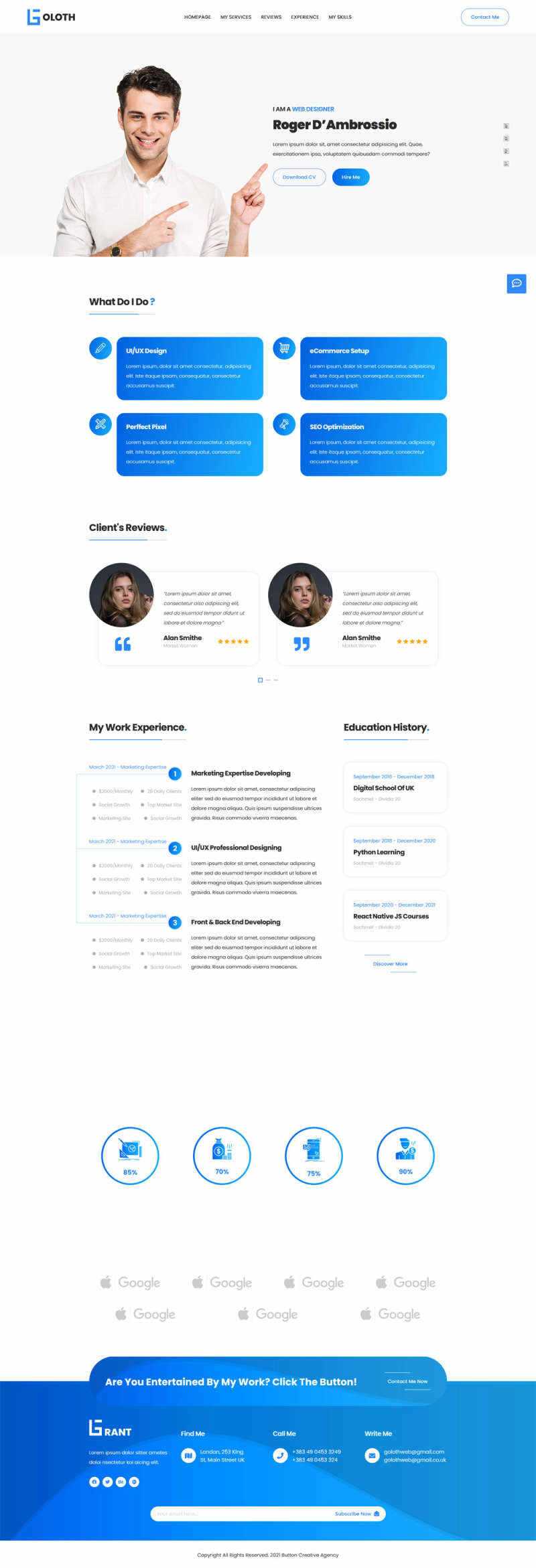 bootstrap多功能响应式个人简历单页html模板-客创社 - 专注互联网轻资产创业及网络项目资源整合与分享福鑫网创 -  免费且强大的项目分享网站