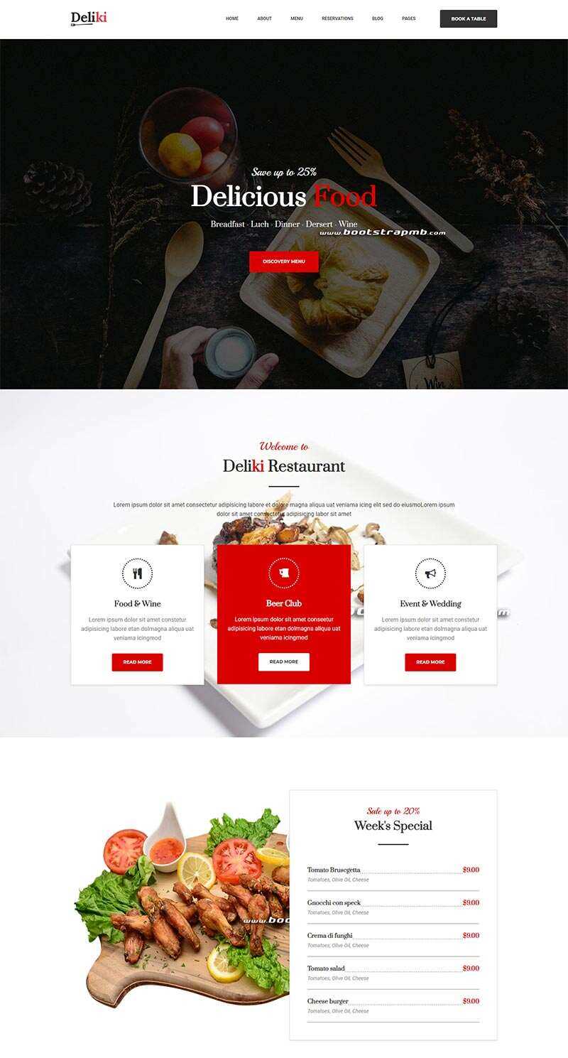 Bootstrap大气餐饮美食网站html模板-客创社 - 专注互联网轻资产创业及网络项目资源整合与分享福鑫网创 -  免费且强大的项目分享网站