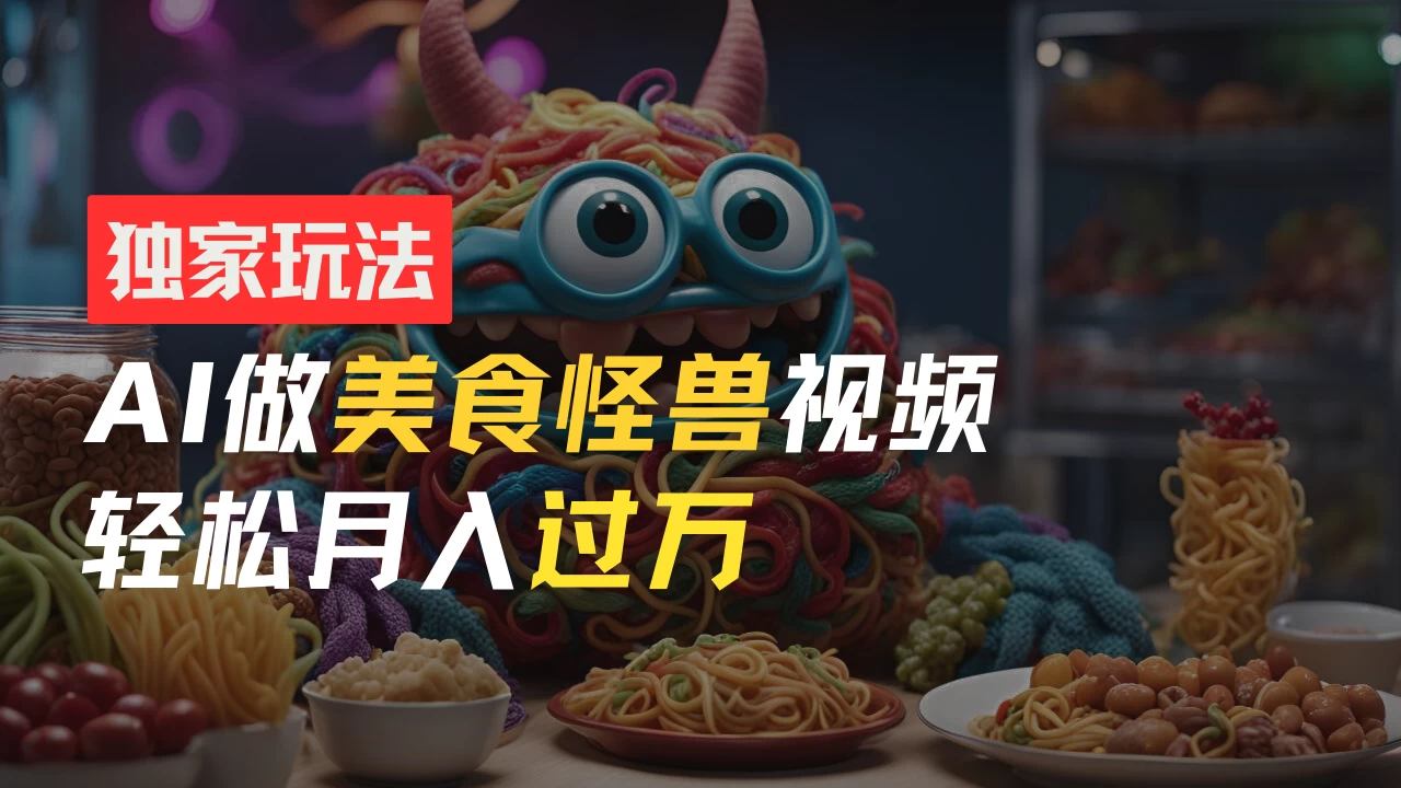零门槛操作，AI美食怪兽短视频玩法，月入过万新手也能做！-客创社 - 专注互联网轻资产创业及网络项目资源整合与分享福鑫网创 -  免费且强大的项目分享网站