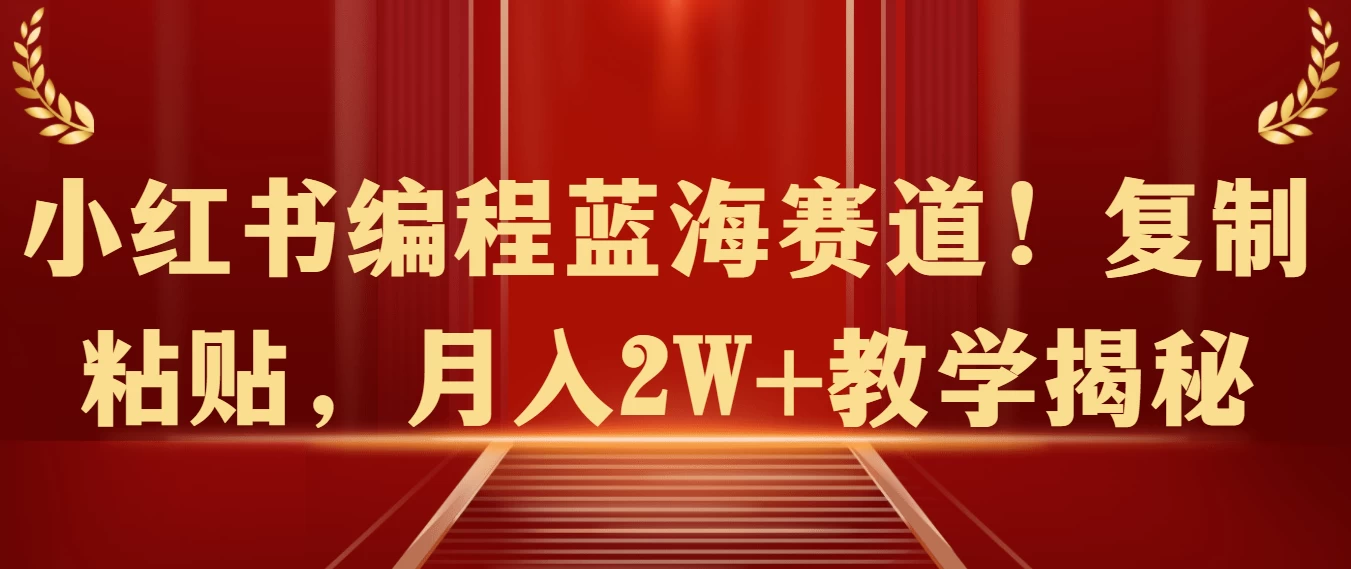 小红书编程蓝海赛道！复制粘贴，月入2W+教学揭秘-客创社 - 专注互联网轻资产创业及网络项目资源整合与分享福鑫网创 -  免费且强大的项目分享网站
