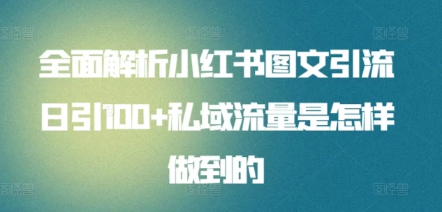 全面解析小红书图文引流日引100私域流量是怎样做到的-客创社 - 专注互联网轻资产创业及网络项目资源整合与分享福鑫网创 -  免费且强大的项目分享网站