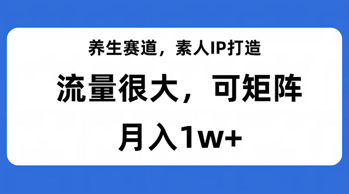 养生赛道，素人IP打造，流量很大，可矩阵，月入1w+-客创社 - 专注互联网轻资产创业及网络项目资源整合与分享福鑫网创 -  免费且强大的项目分享网站