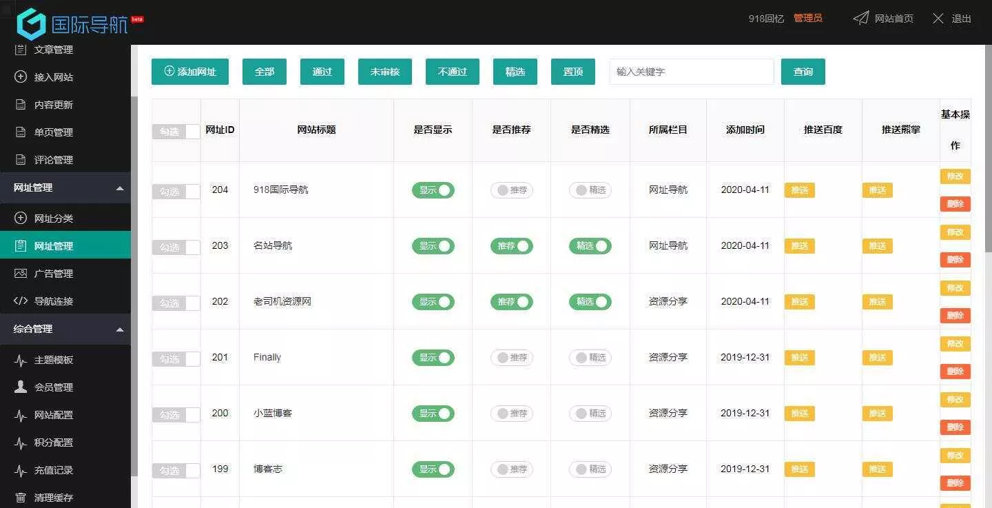 918国际导航免费分享一款简洁模板+整站程序+数据打包