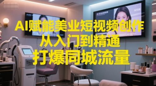 AI赋能美业短视频创作，从入门到精通，打爆同城流量，超级AI工具短视频实操落地-客创社 - 专注互联网轻资产创业及网络项目资源整合与分享福鑫网创 -  免费且强大的项目分享网站