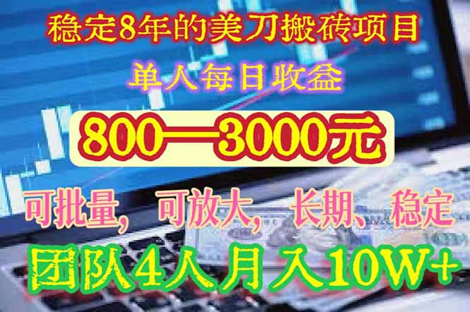 稳定8年的美刀搬砖项目，单人每日收益800—3000.团队4人月入10W+.可线下福鑫网创-专注互联网轻资产创业及网络项目资源整合与分享福鑫网创-免费且强大的项目分享网站！