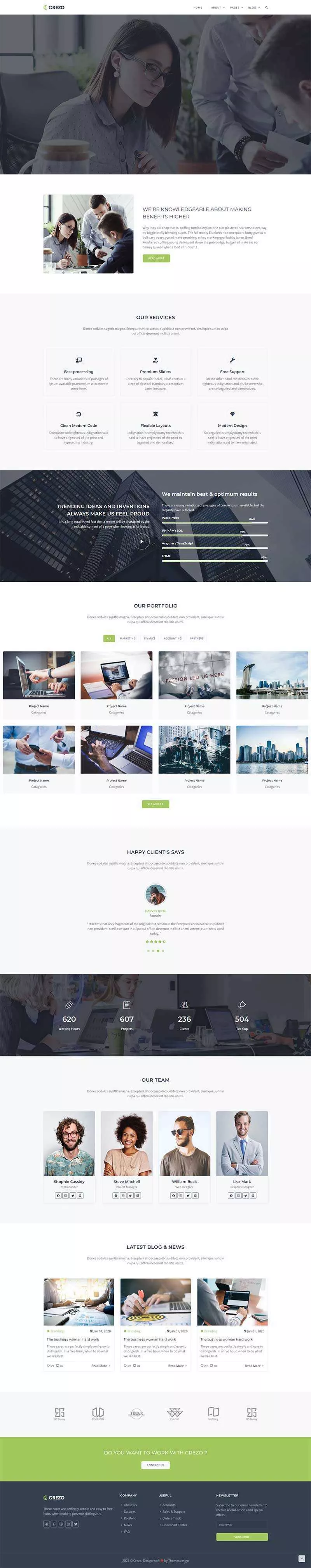 Bootstrap多用途的商业公司展示HTML5模板