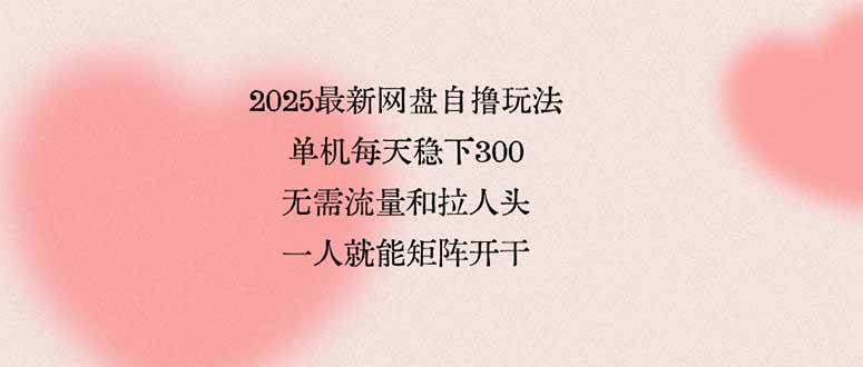 （15831期）2025最新网盘自撸玩法，单机每天稳下3张，无需流量和拉人头，一个人就… - 项目资源网