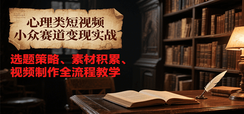 心理类短视频小众赛道变现实战，选题策略、素材积累、视频制作全流程教学-客创社 - 专注互联网轻资产创业及网络项目资源整合与分享福鑫网创 -  免费且强大的项目分享网站