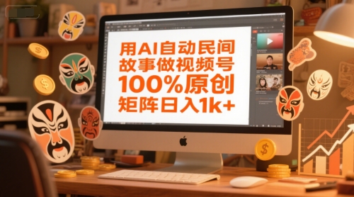 用AI自动民间故事做视频号，100%原创，矩阵日入1k+-客创社 - 专注互联网轻资产创业及网络项目资源整合与分享福鑫网创 -  免费且强大的项目分享网站