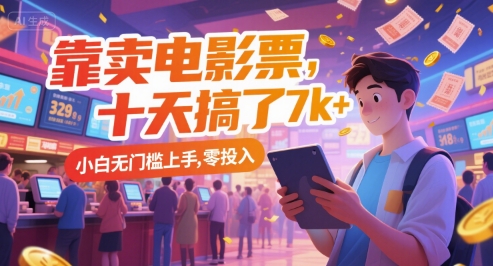 靠卖电影票，十天搞了7k+，小白无门槛上手，零投入【揭秘】-客创社 - 专注互联网轻资产创业及网络项目资源整合与分享福鑫网创 -  免费且强大的项目分享网站