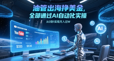 油管出海挣美金，全部通过AI自动化实操，从0到1实现月入过W-客创社 - 专注互联网轻资产创业及网络项目资源整合与分享福鑫网创 -  免费且强大的项目分享网站