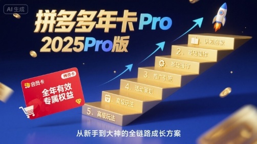 拼多多年卡2025Pro版，五大板块从认知到基础、从推广到活动、从活动到玩法福鑫网创-专注互联网轻资产创业及网络项目资源整合与分享福鑫网创-免费且强大的项目分享网站！