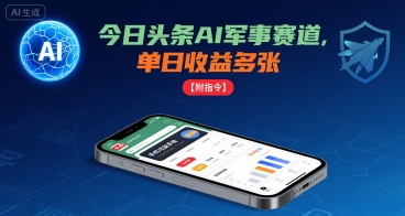 今日头条AI军事赛道，单日收益多张 ，手机可做【附指令】 - 项目资源网