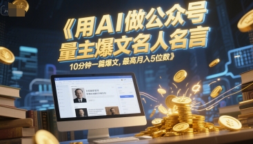 用AI做公众号流量主爆文名人名言，10分钟一篇爆文，最高月入5位数-客创社 - 专注互联网轻资产创业及网络项目资源整合与分享福鑫网创 -  免费且强大的项目分享网站