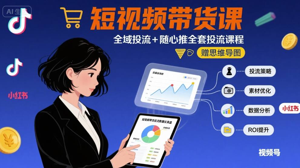 最新短视频带货课，全域投流+随心推全套投流课程+思维导图福鑫网创-专注互联网轻资产创业及网络项目资源整合与分享福鑫网创-免费且强大的项目分享网站！