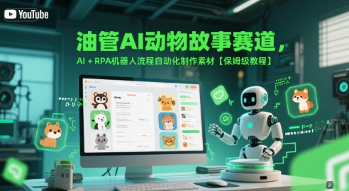 油管AI动物故事赛道，AI+RPA机器人流程自动化制作素材【保姆级教程】-客创社 - 专注互联网轻资产创业及网络项目资源整合与分享福鑫网创 -  免费且强大的项目分享网站