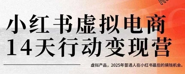 小红书虚拟电商14天变现训练营，虚拟产品，2025年普通人在小红书最后的搞钱机会（更新） - 项目资源网