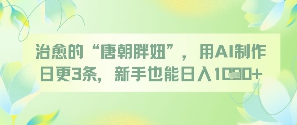 治愈的“唐朝胖妞”，用AI制作日更3条，新手也能日入多张-客创社 - 专注互联网轻资产创业及网络项目资源整合与分享福鑫网创 -  免费且强大的项目分享网站