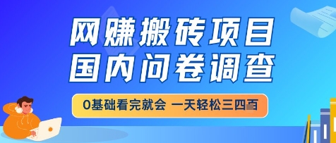网创搬砖项目，国内问卷调查，小白轻松上手，一天三四张的也不难，干就完了【揭秘】-客创社 - 专注互联网轻资产创业及网络项目资源整合与分享福鑫网创 -  免费且强大的项目分享网站