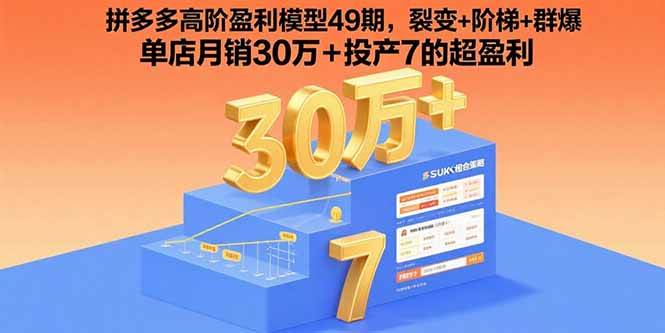 （15832期）拼多多高阶盈利模型49期，裂变+阶梯+群爆 单店月销30万+投产7的超盈利 - 项目资源网