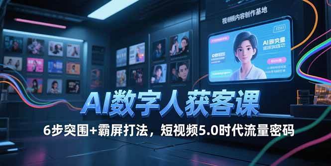 （15247期）AI数字人获客课，6步突围+霸屏打法，短视频5.0时代流量密码-客创社 - 专注互联网轻资产创业及网络项目资源整合与分享福鑫网创 -  免费且强大的项目分享网站