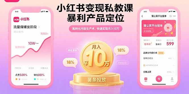 （15859期）小红书变现私教课，暴利产品定位，高转化内容生产术，快速实现月入10万 - 项目资源网