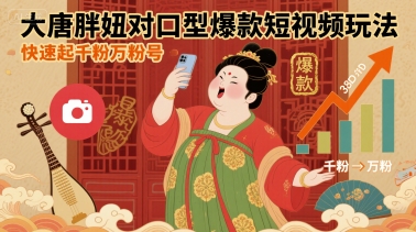 大唐胖妞对口型爆款短视频玩法，快速起千粉万粉号福鑫网创-专注互联网轻资产创业及网络项目资源整合与分享福鑫网创-免费且强大的项目分享网站！