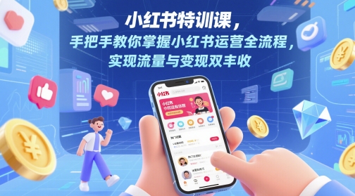 小红书特训课，手把手教你掌握小红书运营全流程，实现流量与变现双丰收-客创社 - 专注互联网轻资产创业及网络项目资源整合与分享福鑫网创 -  免费且强大的项目分享网站