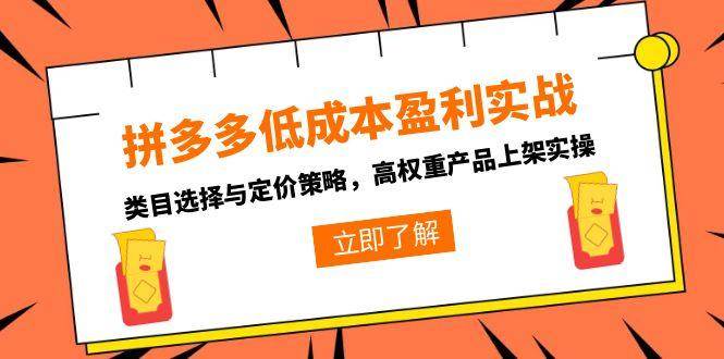 （15143期）拼多多低成本盈利实战，类目选择与定价策略，高权重产品上架实操-客创社 - 专注互联网轻资产创业及网络项目资源整合与分享福鑫网创 -  免费且强大的项目分享网站
