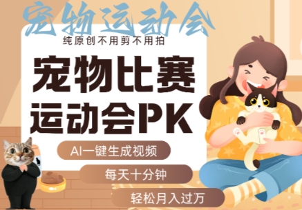 AI一键生成宠物比赛运动会PK视频，纯原创不用剪不用拍，每天十分钟，轻松月入过1W+福鑫网创-专注互联网轻资产创业及网络项目资源整合与分享福鑫网创-免费且强大的项目分享网站！