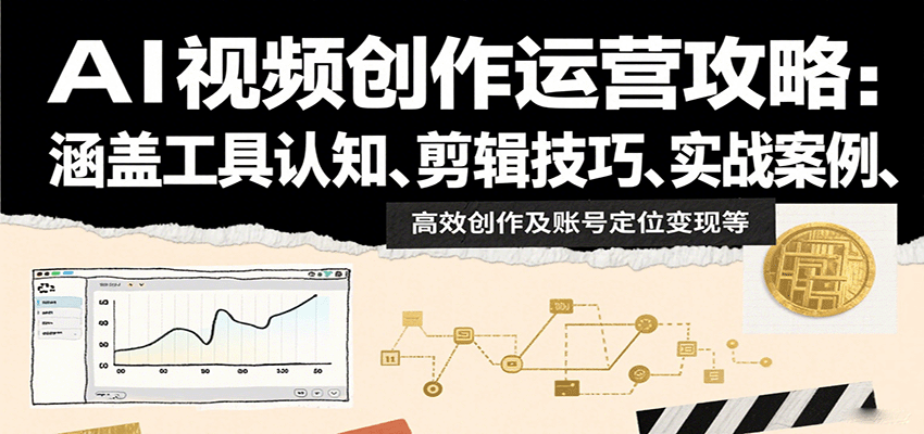 AI视频创作运营攻略：涵盖工具认知、剪辑技巧、实战案例、高效创作及账号定位变现等福鑫网创-专注互联网轻资产创业及网络项目资源整合与分享福鑫网创-免费且强大的项目分享网站！