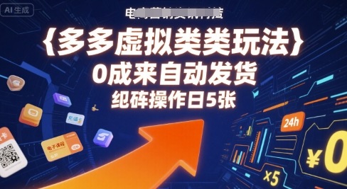 多多虚拟类目玩法，0成本全自动发货，矩阵操作日5张福鑫网创-专注互联网轻资产创业及网络项目资源整合与分享福鑫网创-免费且强大的项目分享网站！