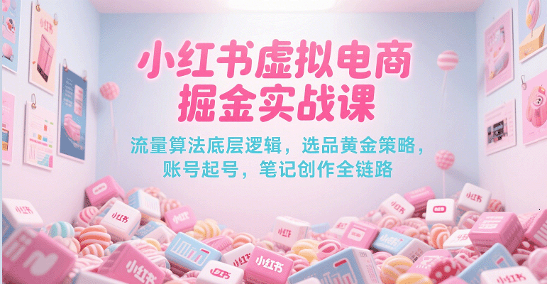 小红书虚拟电商掘金实战课，流量算法底层逻辑，选品黄金策略， 起号，笔记创作全链路-客创社 - 专注互联网轻资产创业及网络项目资源整合与分享福鑫网创 -  免费且强大的项目分享网站