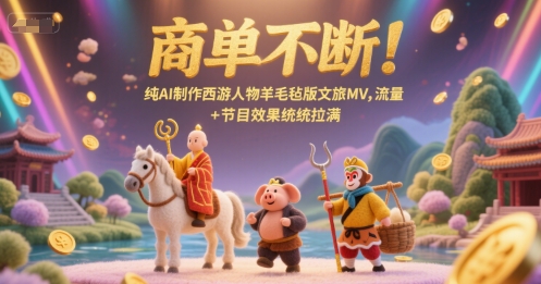 商单不断！纯AI制作西游人物羊毛毡版文旅MV，流量+节目效果统统拉满-客创社 - 专注互联网轻资产创业及网络项目资源整合与分享福鑫网创 -  免费且强大的项目分享网站