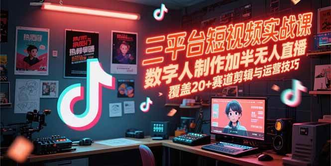 （15265期）三平台短视频实战课，数字人制作加半无人直播，覆盖20+赛道剪辑与运营技巧-客创社 - 专注互联网轻资产创业及网络项目资源整合与分享福鑫网创 -  免费且强大的项目分享网站