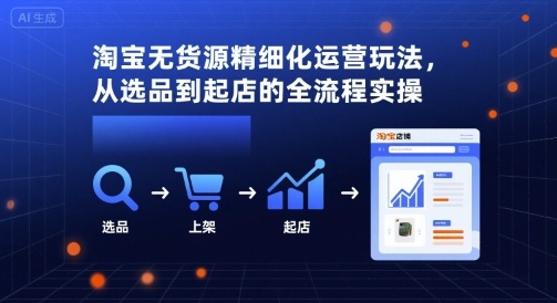 淘宝无货源精细化运营玩法，从选品到起店的全流程实操 - 项目资源网