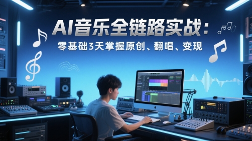 AI音乐全链路实战变现课：零基础3天掌握原创、翻唱、变现-客创社 - 专注互联网轻资产创业及网络项目资源整合与分享福鑫网创 -  免费且强大的项目分享网站
