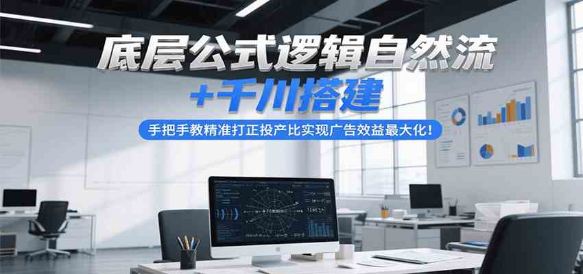 底层公式逻辑自然流+千川搭建，手把手教精准打正投产比实现广告效益最大化！-客创社 - 专注互联网轻资产创业及网络项目资源整合与分享福鑫网创 -  免费且强大的项目分享网站