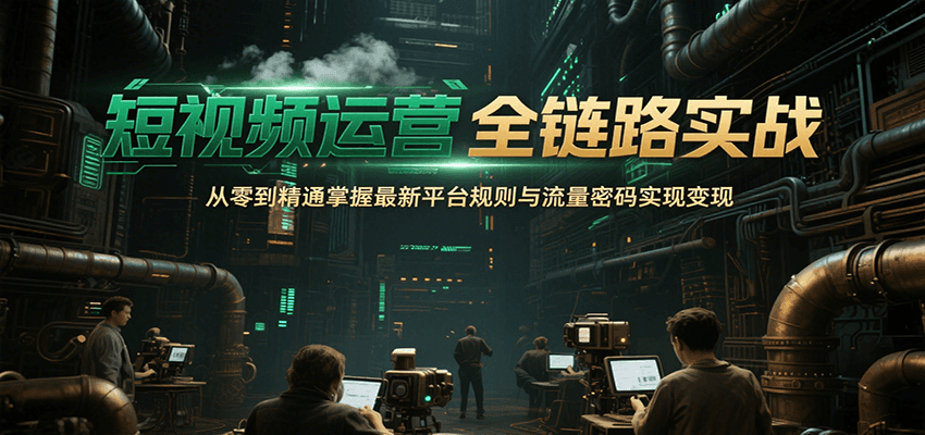 短视频运营全链路实战，从零到精通掌握最新平台规则与流量密码实现变现福鑫网创-专注互联网轻资产创业及网络项目资源整合与分享福鑫网创-免费且强大的项目分享网站！