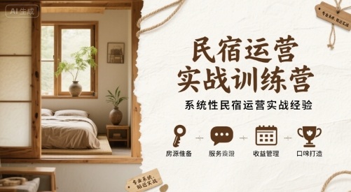 民宿运营实战训练营，系统性民宿运营实战经验 - 项目资源网